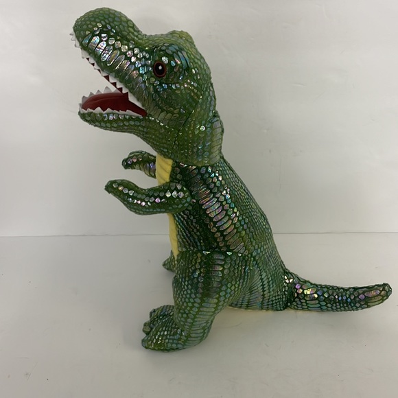 Large 14” Green T-Rex Dinosaur Plush Stuffed Animal Like New Condition - Picture 6 of 6